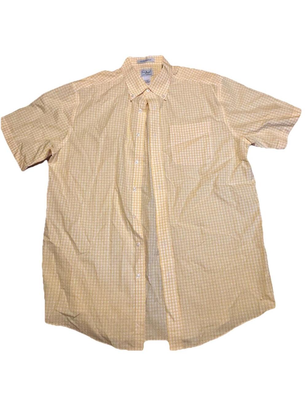 LL Bean Shirt Mens Large Tall Multicolor Gingham Slightly Fitted Button Up